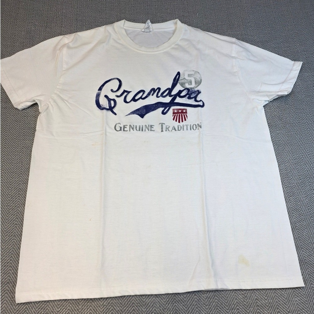 Target Grandpa Genuine Tradition Graphic T-Shirt White Mens Large Distressed